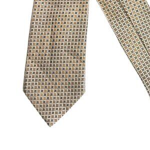 Stafford Geometric Woven Tie Men’s 61” Gold Navy Blue Designer Classic Tie New